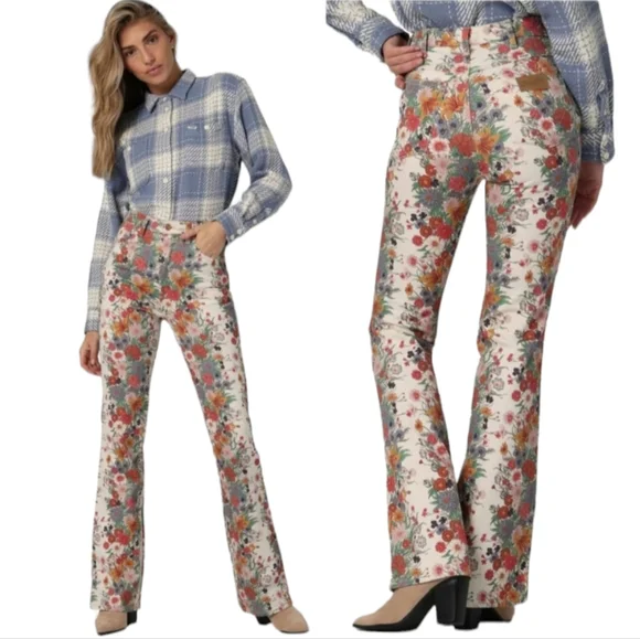 Wrangler Westward 626 Women's Floral Print High Waist Bootcut Jeans Size 29x34 - Picture 2 of 16